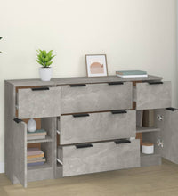3-tlg. Sideboard-Set Betongrau Holzwerkstoff