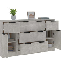 3-tlg. Sideboard-Set Betongrau Holzwerkstoff