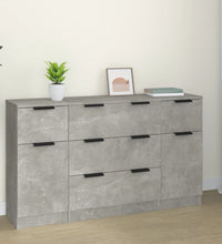 3-tlg. Sideboard-Set Betongrau Holzwerkstoff