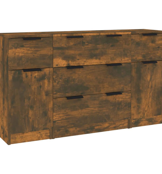 3-tlg. Sideboard-Set Räuchereiche Holzwerkstoff