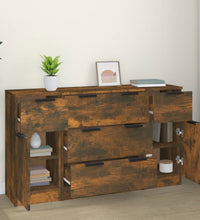 3-tlg. Sideboard-Set Räuchereiche Holzwerkstoff