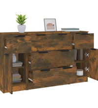 3-tlg. Sideboard-Set Räuchereiche Holzwerkstoff