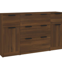 3-tlg. Sideboard-Set Braun Eichen-Optik Holzwerkstoff