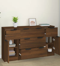 3-tlg. Sideboard-Set Braun Eichen-Optik Holzwerkstoff