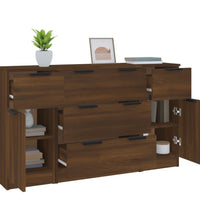 3-tlg. Sideboard-Set Braun Eichen-Optik Holzwerkstoff
