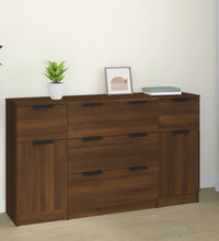 3-tlg. Sideboard-Set Braun Eichen-Optik Holzwerkstoff