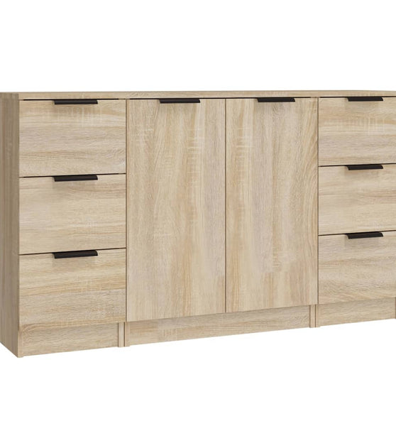 Sideboards 3 Stk. Sonoma-Eiche Holzwerkstoff