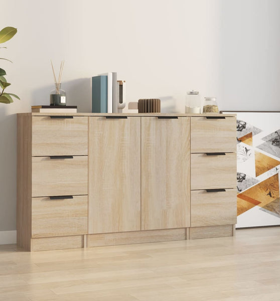 Sideboards 3 Stk. Sonoma-Eiche Holzwerkstoff