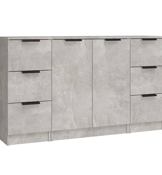 Sideboards 3 Stk. Betongrau Holzwerkstoff