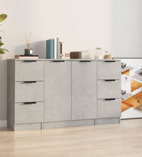 Sideboards 3 Stk. Betongrau Holzwerkstoff