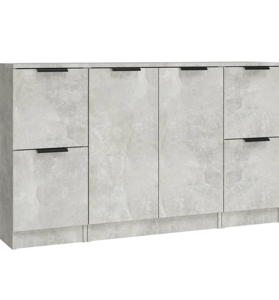 Sideboards 3 Stk. Betongrau Holzwerkstoff