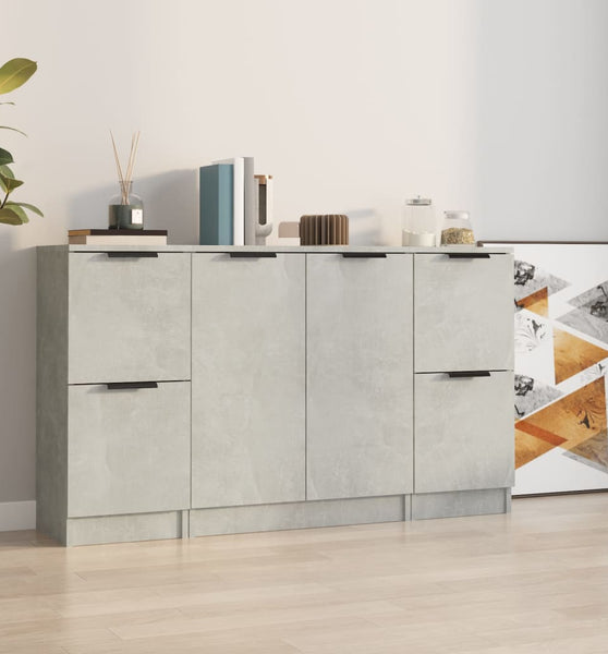 Sideboards 3 Stk. Betongrau Holzwerkstoff