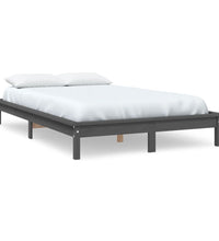 Massivholzbett Grau 150x200 cm Kiefer