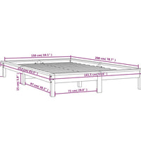 Massivholzbett Grau 150x200 cm Kiefer