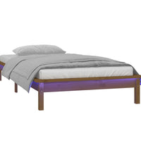 Massivholzbett mit LED-Beleuchtung Honigbraun 90x200 cm