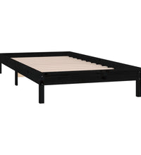 Massivholzbett mit LEDs Schwarz 90x200 cm