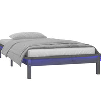 Massivholzbett mit LEDs Grau 100x200 cm
