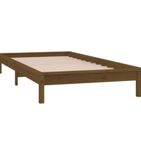 Massivholzbett mit LED-Beleuchtung Honigbraun 100x200 cm