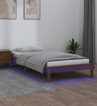 Massivholzbett mit LED-Beleuchtung Honigbraun 100x200 cm