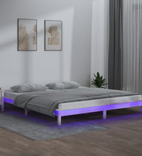 Massivholzbett mit LED-Beleuchtung Weiß 120x200 cm