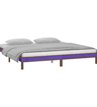 Massivholzbett mit LED-Beleuchtung Honigbraun 200x200 cm