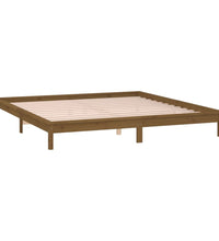 Massivholzbett mit LED-Beleuchtung Honigbraun 200x200 cm