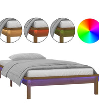 Massivholzbett mit LEDs Honigbraun 75x190 cm