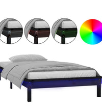 Massivholzbett mit LEDs Schwarz 90x190 cm