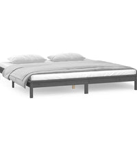 Massivholzbett mit LEDs Grau 120x190 cm