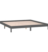 Massivholzbett mit LEDs Grau 135x190 cm
