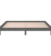 Massivholzbett mit LEDs Grau 135x190 cm