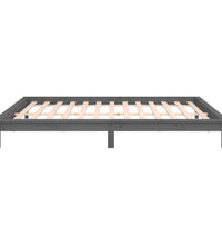 Massivholzbett mit LEDs Grau 135x190 cm