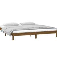 Massivholzbett mit LEDs Honigbraun 140x190 cm