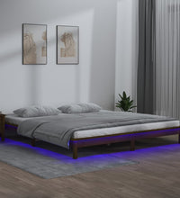 Massivholzbett mit LEDs Honigbraun 140x190 cm