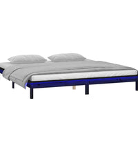 Massivholzbett mit LEDs Schwarz 140x190 cm