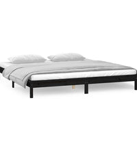Massivholzbett mit LEDs Schwarz 140x190 cm