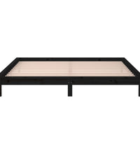 Massivholzbett mit LEDs Schwarz 140x190 cm