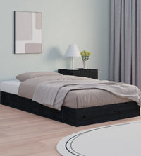 Massivholzbett Schwarz 135x190 cm