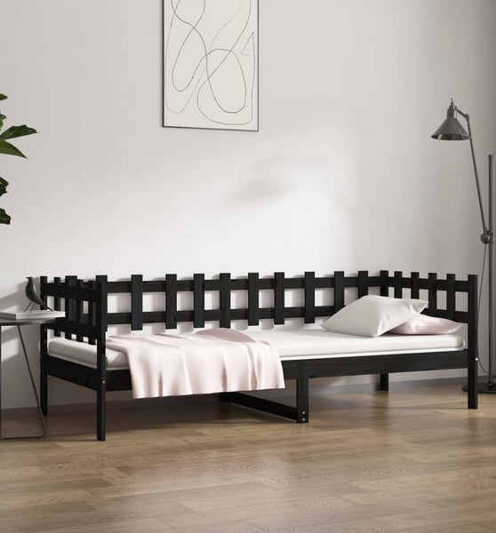 Tagesbett Schwarz 80x200 cm Massivholz Kiefer