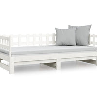 Tagesbett Ausziehbar Weiß 2x(80x200) cm Massivholz Kiefer