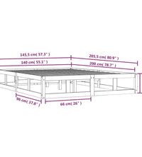 Massivholzbett Schwarz 140x200 cm