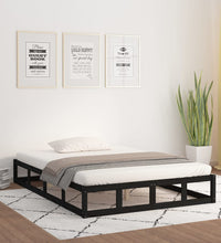 Massivholzbett Schwarz 135x190 cm