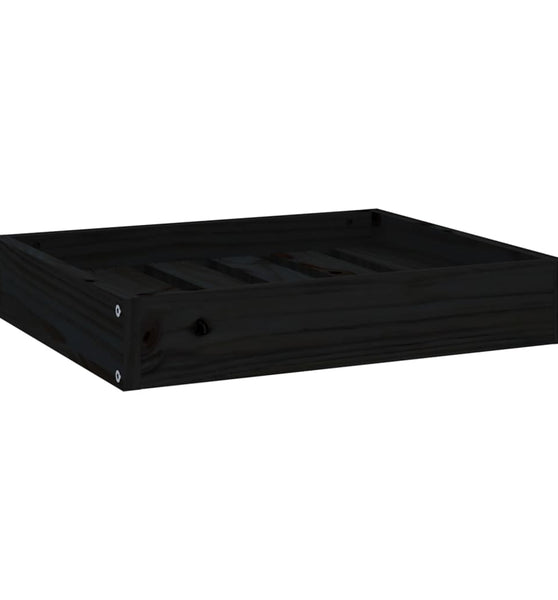 Hundebett Schwarz 51,5x44x9 cm Massivholz Kiefer