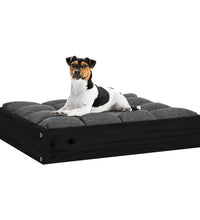 Hundebett Schwarz 51,5x44x9 cm Massivholz Kiefer