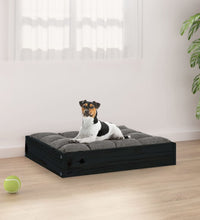 Hundebett Schwarz 51,5x44x9 cm Massivholz Kiefer