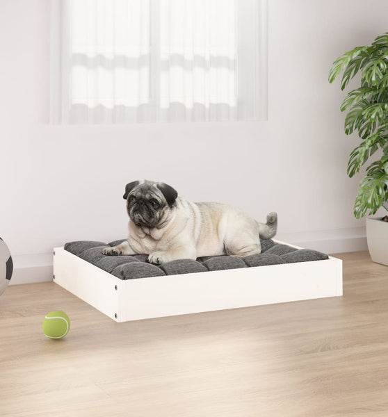 Hundebett Weiß 61,5x49x9 cm Massivholz Kiefer