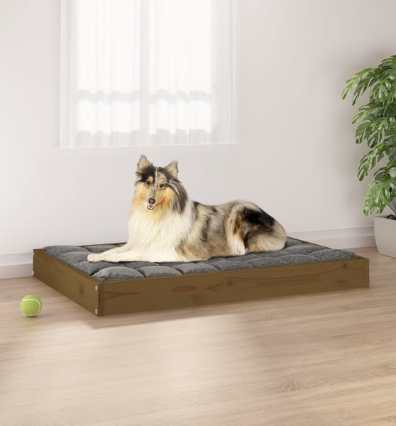 Hundebett Honigbraun 91,5x64x9 cm Massivholz Kiefer