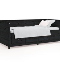 Tagesbett Schwarz 75x190 cm Massivholz Kiefer