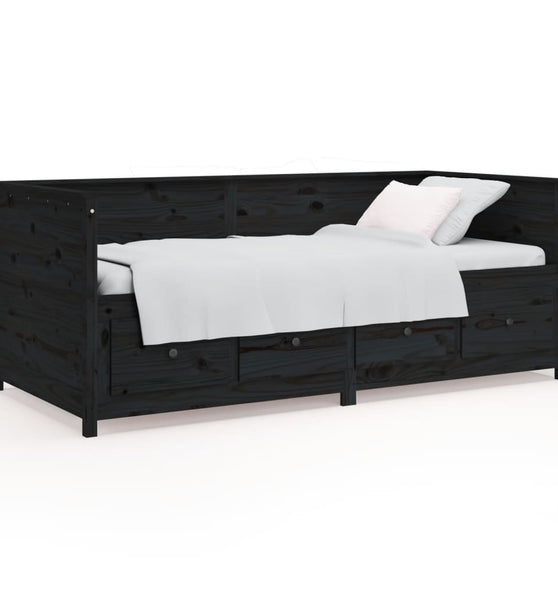 Tagesbett Schwarz 75x190 cm Massivholz Kiefer
