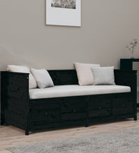 Tagesbett Schwarz 75x190 cm Massivholz Kiefer